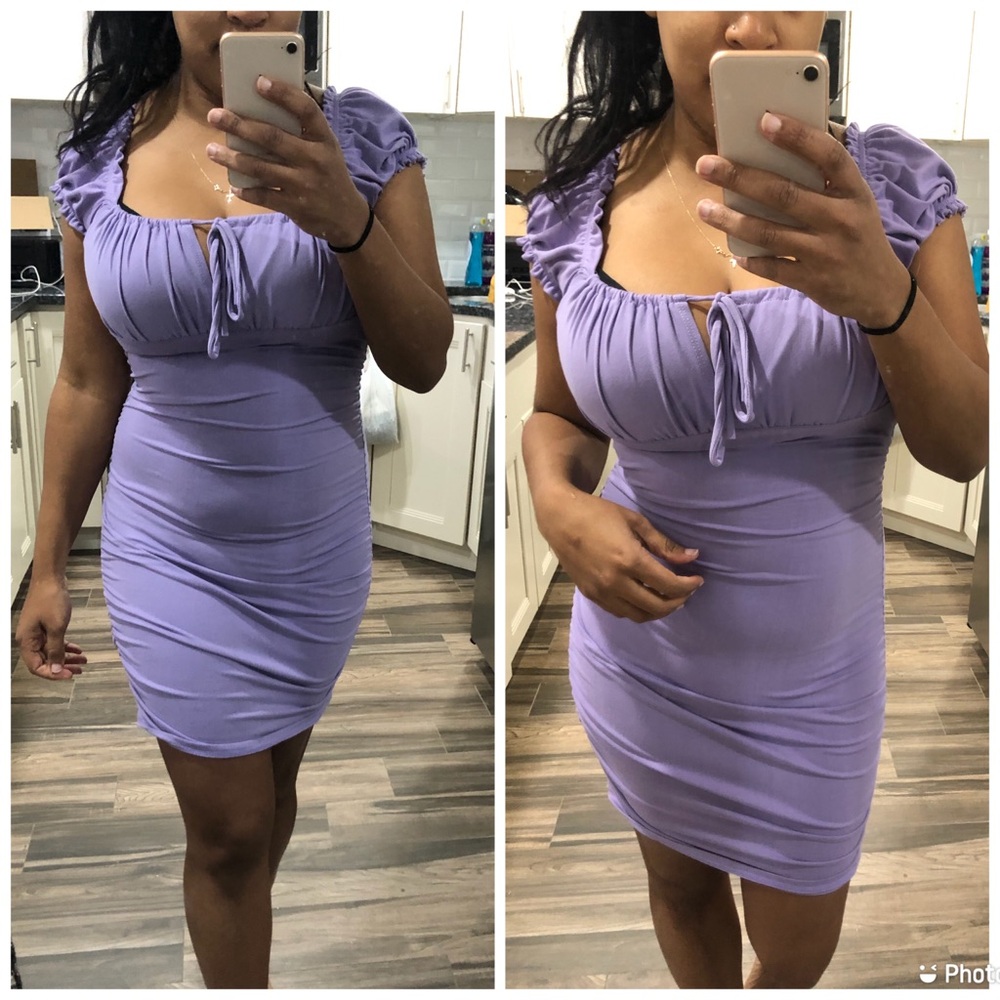 Elegant Lavender Ruched Dress